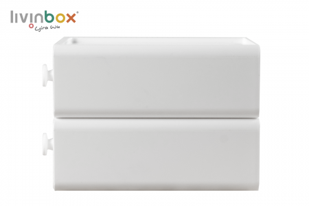 Organizer meja plastik tengah dengan 2 laci_sisi