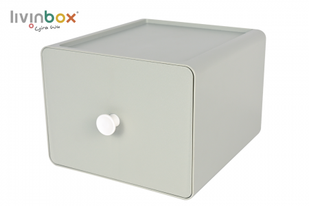 Organizer meja plastik tengah dengan 3 laci berwarna hijau muda