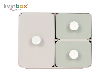 Organizer desktop plastik tengah dengan 3 laci_depan