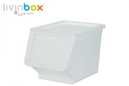 Daha geniş ağızlı, yığılabilir 23L depolama kutusu - Beyaz renkte, 23 L, Pelikan tarzında yığılabilir depolama kutusu, daha geniş ağızlı.