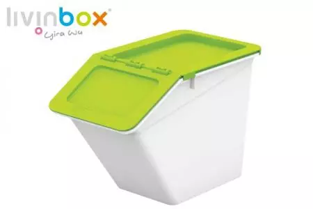 Stackable storage bin with hinged lid, 13L - Stackable storage bin with hinged lid, 13 L, Pelican style in green