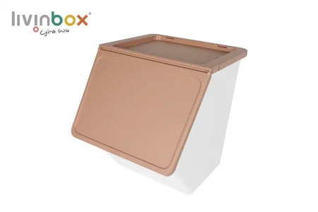 Bin penyimpanan bertingkat dengan mulut yang lebih lebar, 38L - Bin penyimpanan bertingkat dengan mulut yang lebih lebar, 38 L, gaya Pelican dalam warna merah jambu