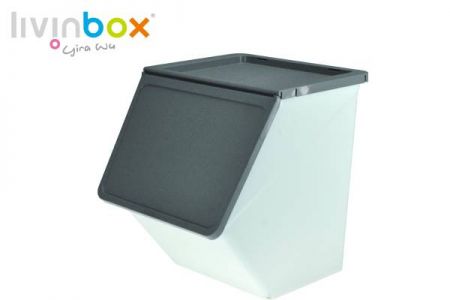 Cubo de reciclaje individual modular apilable gris