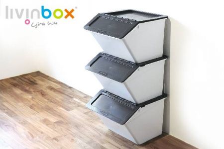 سلسلة صناديق التخزين المكدسة والمتداخلة من livinbox بتصميم بيليكان الكلاسيكي.