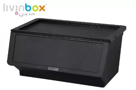 Stackable storage bin with wider mouth, 46L - Stackable storage bin with wider mouth, 46 L, Pelican style in black