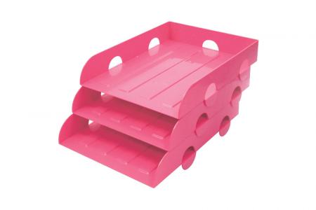 Stacking and nesting document tray in pink.