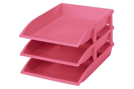 Стопка и вложение бумажного лотка в розовом цвете.