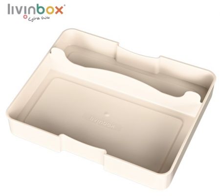 Desk drawer tidy with 2 compartments in beige.