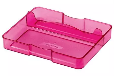 Organizador de gaveta para mesa com 2 compartimentos - Organizador de gaveta para mesa com 2 compartimentos em rosa.