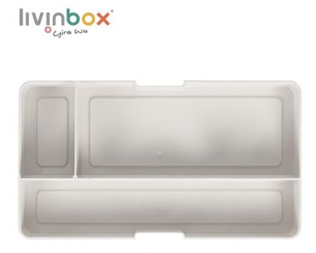 Organisateur de tiroir de bureau avec 3 compartiments en beige.