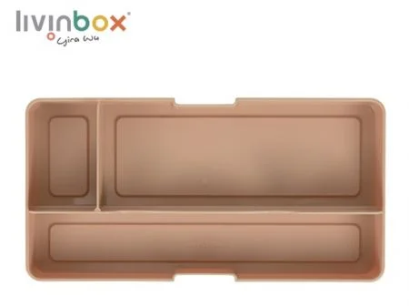 3 Bölmeli Masa Çekmecesi Düzenleyici - Karamel latte renginde 3 bölmeli masa çekmecesi düzenleyici.