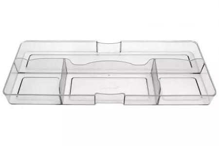 Desk Drawer Tidy with Large Front and 4 Compartments - Desk drawer tidy with large front and 4 compartments in clear.