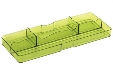 Desk drawer tidy with large front and 4 compartments in green.