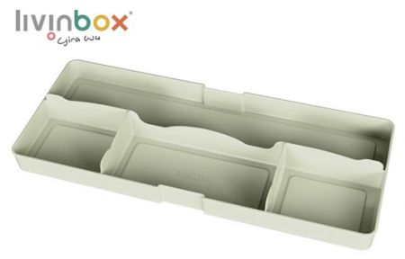 Desk drawer tidy with large back and 4 compartments in green.
