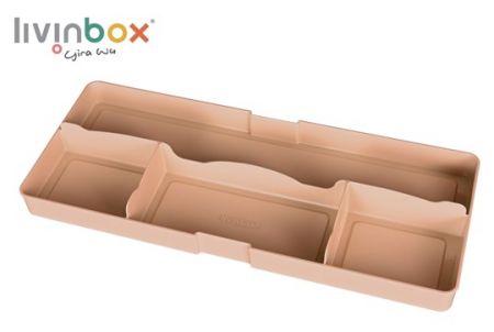 Khay Đựng Ngăn Kéo Bàn với Lưng Lớn và 4 Ngăn. - Khay đựng ngăn kéo bàn gọn gàng với lưng lớn và 4 ngăn màu caramel latte.