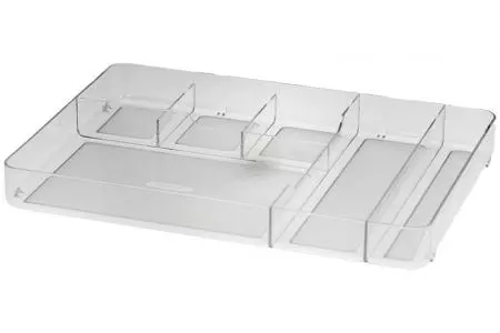 6개의 구획이 있는 책상 서랍 정리함 - 투명한 책상 서랍 정리함으로 6개의 구획이 있습니다.