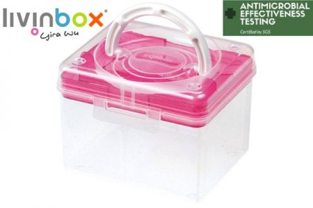 Organizzatore hobby antibatterico portatile in rosa
