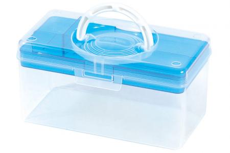 Caja organizadora de manualidades portátil (volumen de 3L) en azul.