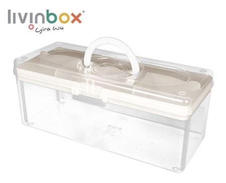 Portable project case (5.3L volume) in beige.