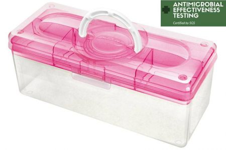 Lockable antibacterial hobby storage box in pink