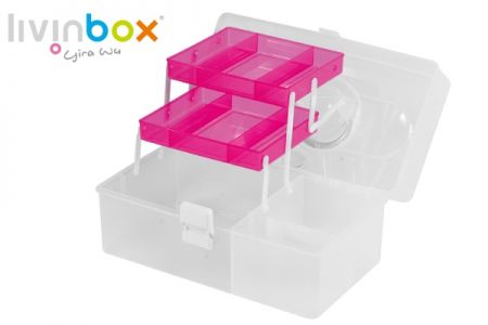 Portable craft box in pink, 10 liter