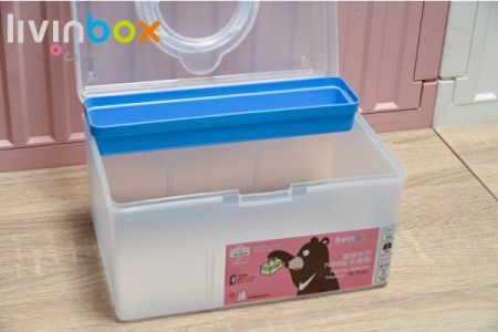 Opened Portable Craft Organizer Box with Inner Tray, 5.8 Liter