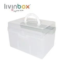 Portable Craft Organizer Box with Inner Tray, 5.8 Liter