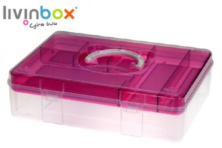 Kotak simpanan Beruang Ceria (6.3L) dalam warna pink