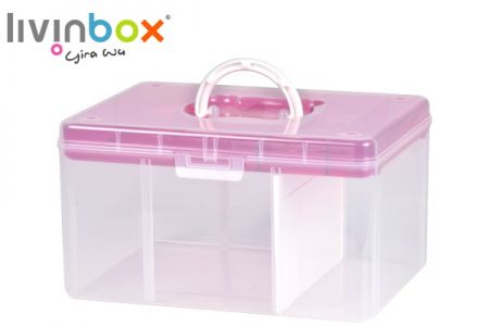 Tragbare Bastelorganizer-Box, 12,6 Liter - Tragbare Bastelorganizer-Box in Pink, 12,6 Liter