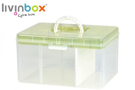 Kotak Penyimpanan Kerajinan Portabel berwarna hijau, 12,6 Liter