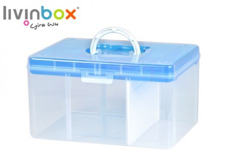 Caja organizadora de manualidades portátil en azul, 12.6 litros