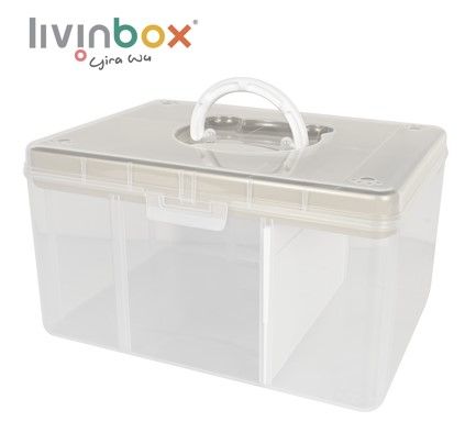 Boîte d'organisation de loisirs portable en beige, 12,6 litres
