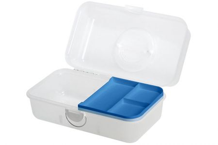 Portable Craft Organizer Box with Inner Tray, 6.3 Liter - Portable project case with inner tray (6.3L volume) in blue.