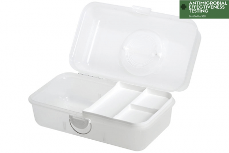 Portable Antibacterial Craft Organizer Box with inner tray, 6.3 Liter - Lockable antibacterial hobby storage