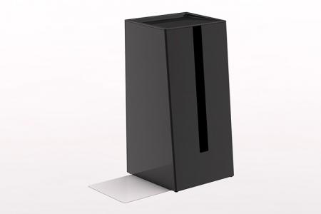 Tissue holder with bookend function in black.