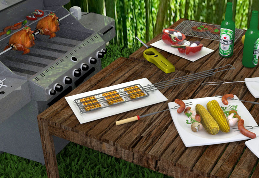 Rotisserie pour barbecue extérieur et équipement de camping pour l'aventure en plein air