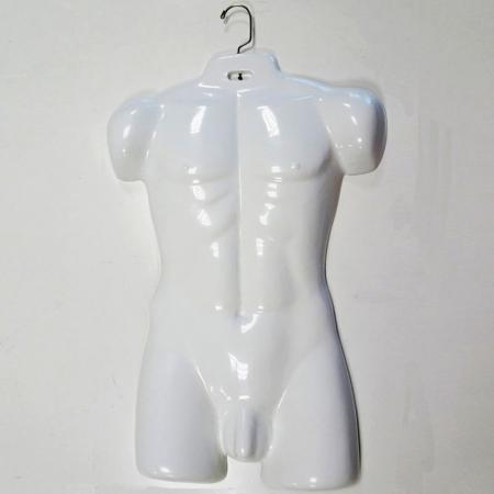 Hengende mannlig torso til salgs, hvit