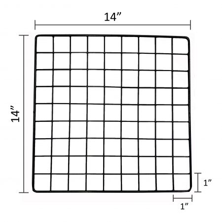 La dimensione della griglia di filo quadrata, nera, 14" x 14"