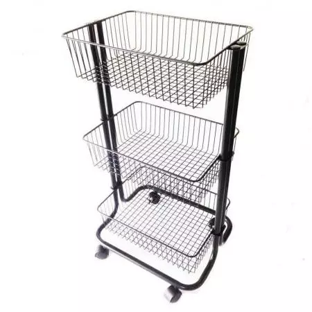 Wire Basket 3 Tier Black Rolling Storage Cart - 3 Tier Rolling Storage Cart