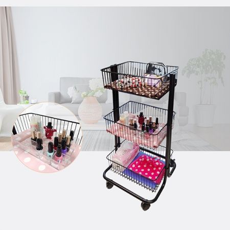Make-up-Aufbewahrungswagen mit Acrylkästen