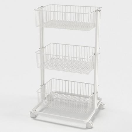 Wire Basket 3 Tier White Rolling Utility Cart