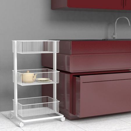 White Utility Cart for Bathroom Supplies