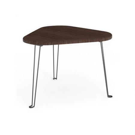 Kolmionmuotoinen puinen taitettava sivupöytä - Kolmionmuotoinen puinen sivupöytä taitettavilla hiusneuloilla