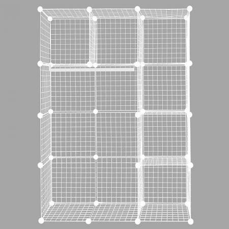 Unidad de estantería de cubos de alambre de metal, juego de 12 - Unidad de estantería de cubos de alambre, juego de 12, blanco