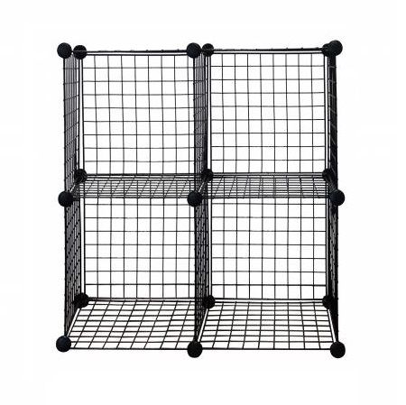 Ensemble de 4 cubes de rangement en fil métallique - Cube de rangement en fil métallique, noir