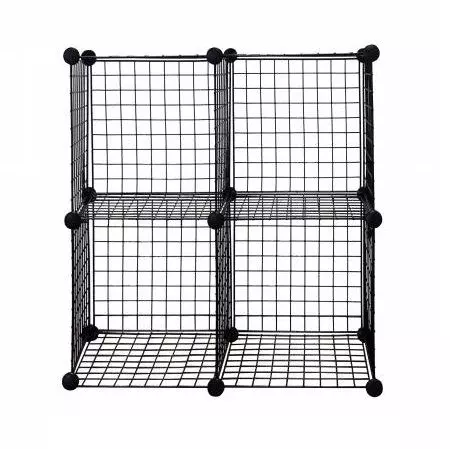 Ensemble de 4 cubes de rangement en fil métallique - Cube de rangement en fil métallique, noir