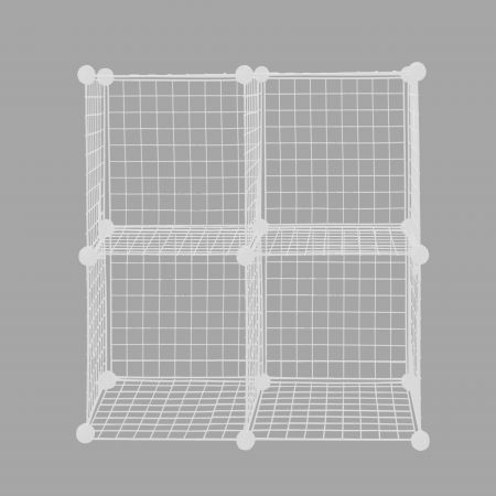 Cube de rangement en fil métallique, blanc