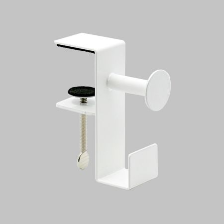Metal Clamp-On Under Desk Headphone Hanger - Desk Gaming Headphone Stand Holder,White