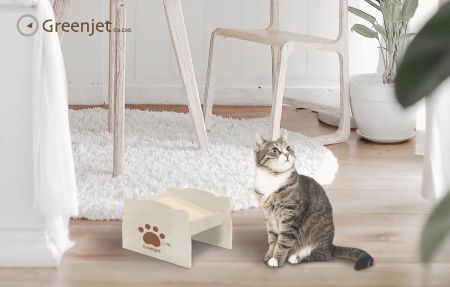 Forniture per animali domestici - Alzata per ciotola di alimentazione in legno adatta a gatti e cani