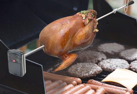 Überall und jederzeit grillen mit batteriebetriebenem Rotisserie-Motor